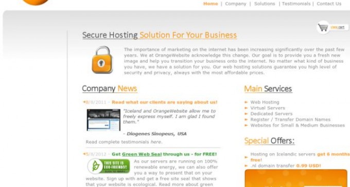 OrangeWebsite.com Offshore Hosting Specialist Launches a Green Web Seal Program